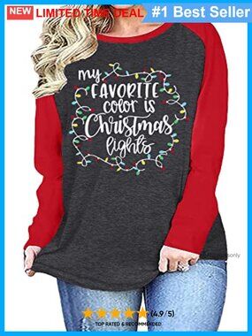 Plus Size Christmas Plaid Raglan Long Sleeve Tee Women Funny Holiday Top